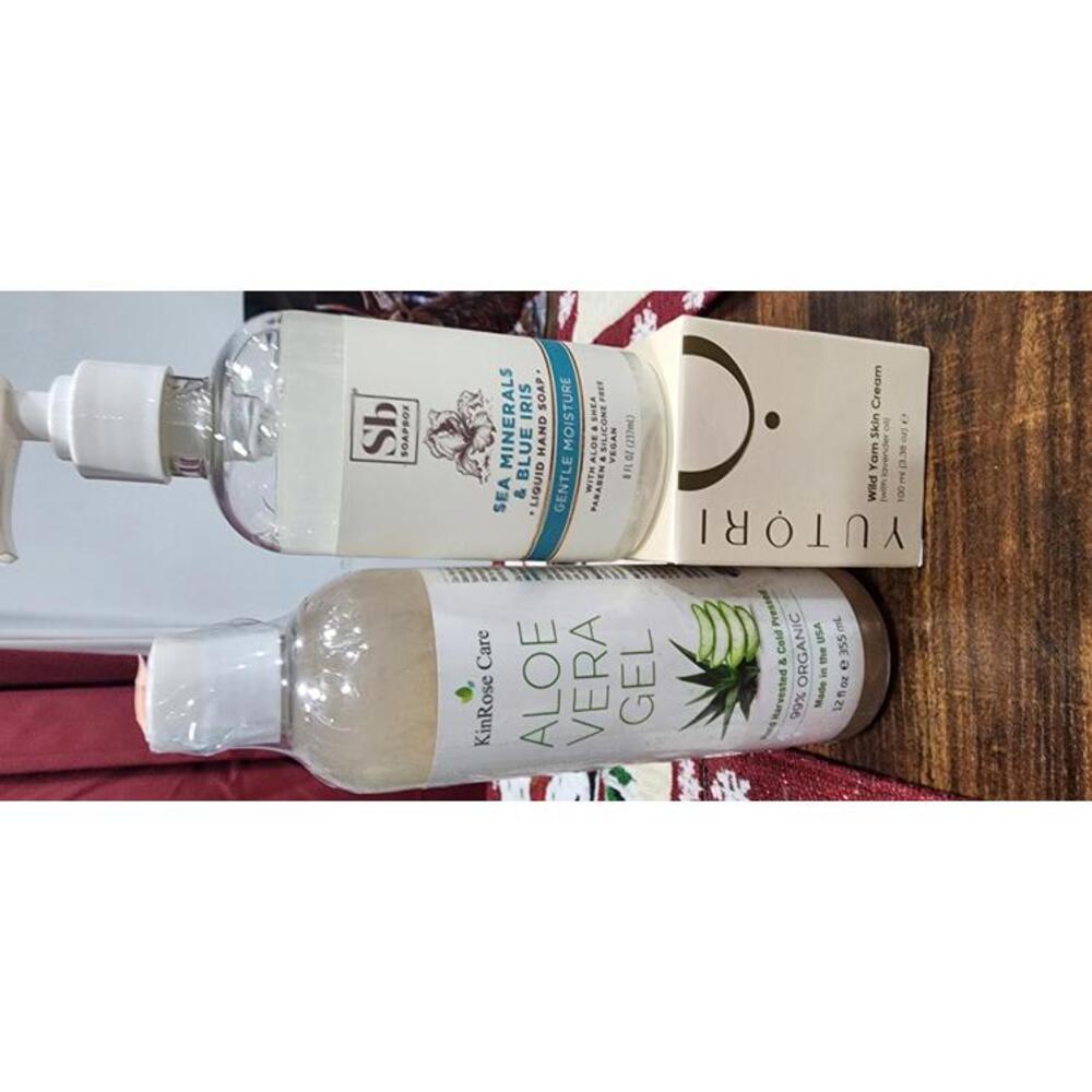Aloe Vera Gel, Sea Minerals & Blue Iris Liquid Hand Soap, Wild Yam Skin Cream